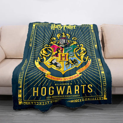 Cozy Hogwarts Fleece Blanket