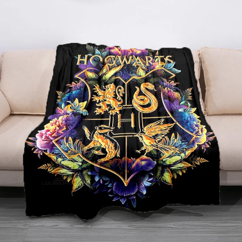 Cozy Hogwarts Fleece Blanket