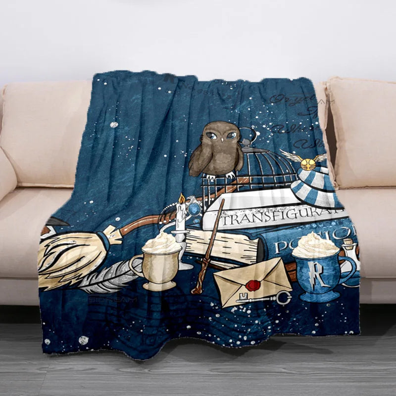 Cozy Hogwarts Fleece Blanket