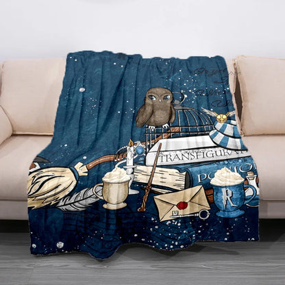 Cozy Hogwarts Fleece Blanket