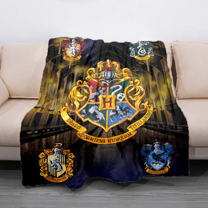 Cozy Hogwarts Fleece Blanket